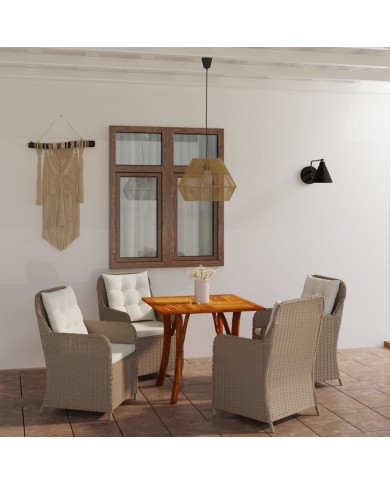 Ensemble de salle à manger de jardin 5 pcs Marron