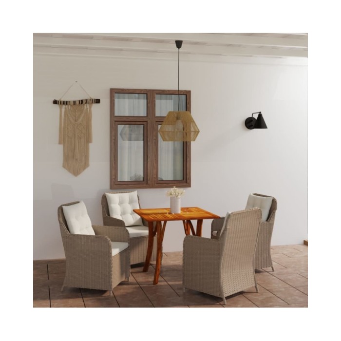 Ensemble de salle à manger de jardin 5 pcs Marron