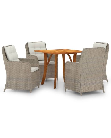Ensemble de salle à manger de jardin 5 pcs Marron