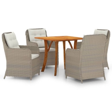 Ensemble de salle à manger de jardin 5 pcs Marron