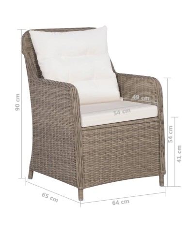Ensemble de salle à manger de jardin 5 pcs Marron