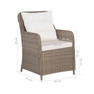 Ensemble de salle à manger de jardin 5 pcs Marron