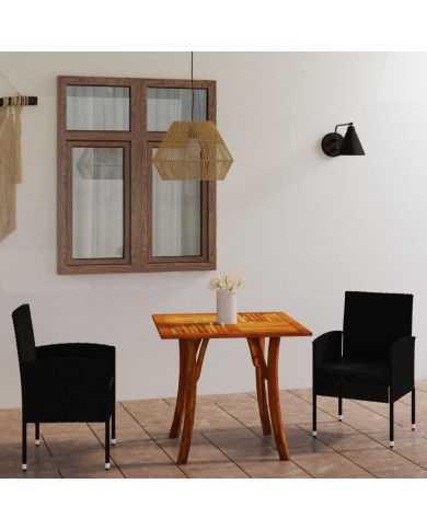 Ensemble de salle à manger de jardin 3 pcs Noir