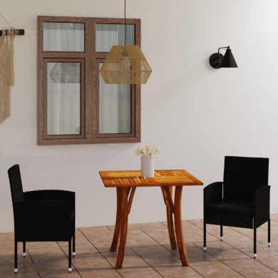 Ensemble de salle à manger de jardin 3 pcs Noir