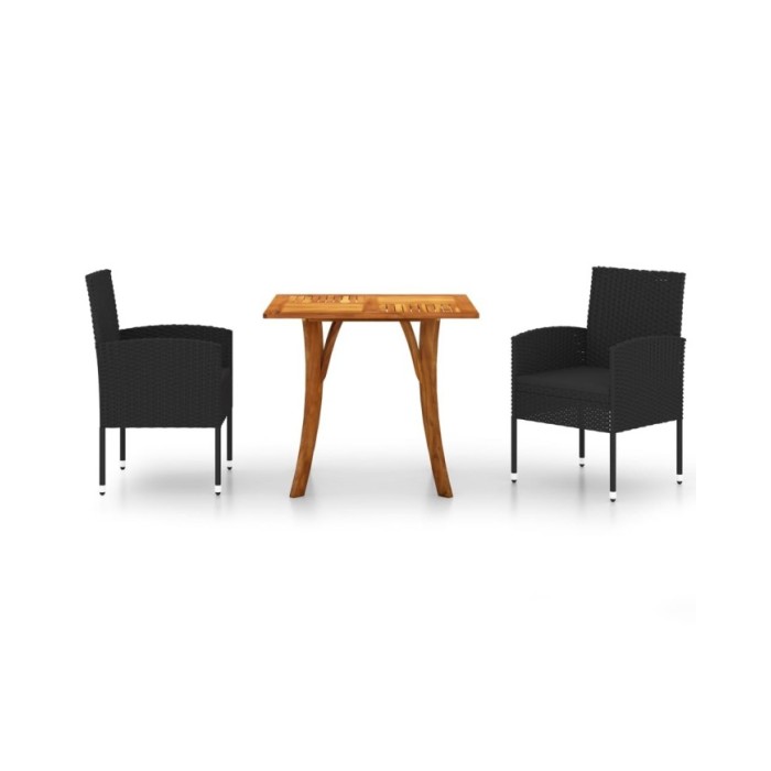 Ensemble de salle à manger de jardin 3 pcs Noir
