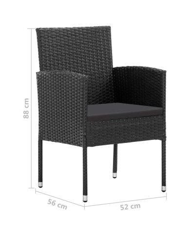 Ensemble de salle à manger de jardin 3 pcs Noir