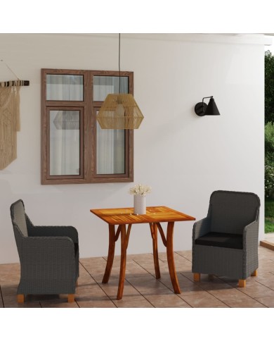 Ensemble de salle à manger de jardin 3 pcs Gris foncé