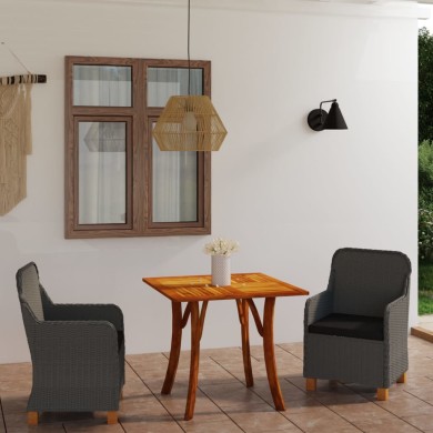 Ensemble de salle à manger de jardin 3 pcs Gris foncé
