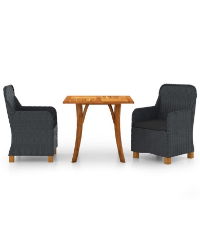 Ensemble de salle à manger de jardin 3 pcs Gris foncé