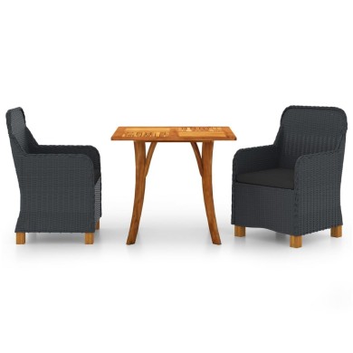 Ensemble de salle à manger de jardin 3 pcs Gris foncé