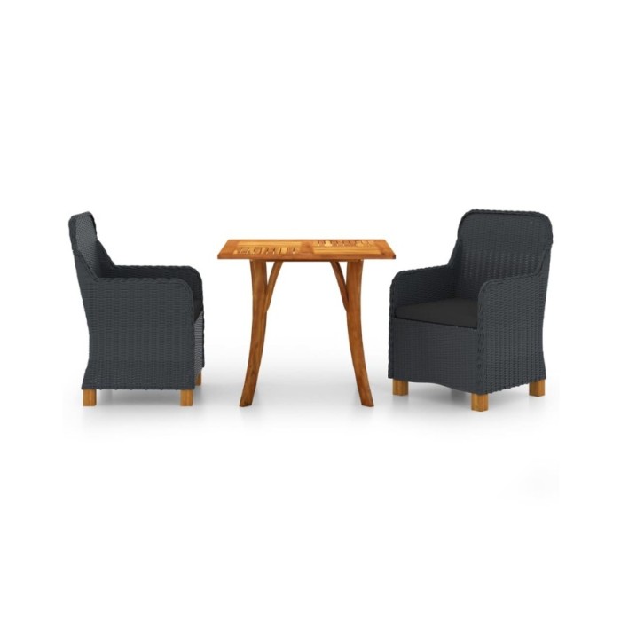 Ensemble de salle à manger de jardin 3 pcs Gris foncé