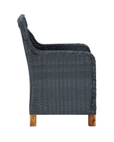 Ensemble de salle à manger de jardin 3 pcs Gris foncé