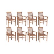 Chaises empilables de salle à manger 8 pcs Bois de teck solide