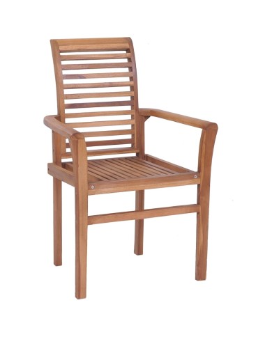 Chaises empilables de salle à manger 8 pcs Bois de teck solide