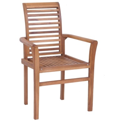 Chaises empilables de salle à manger 8 pcs Bois de teck solide