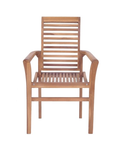 Chaises empilables de salle à manger 8 pcs Bois de teck solide