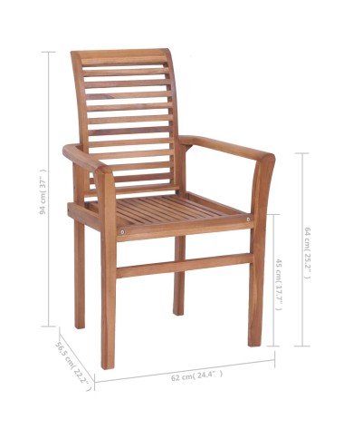 Chaises empilables de salle à manger 8 pcs Bois de teck solide
