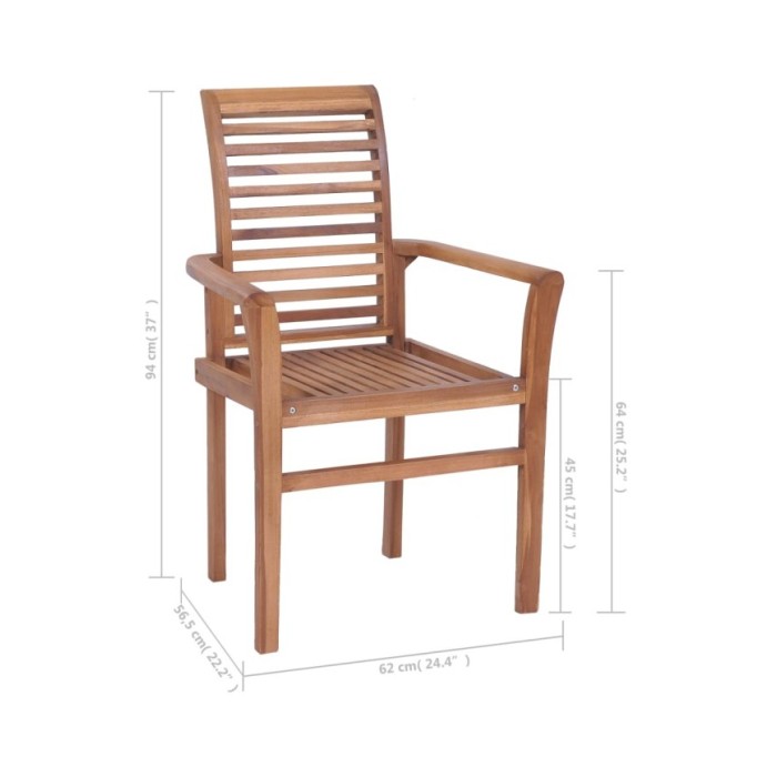 Chaises empilables de salle à manger 8 pcs Bois de teck solide