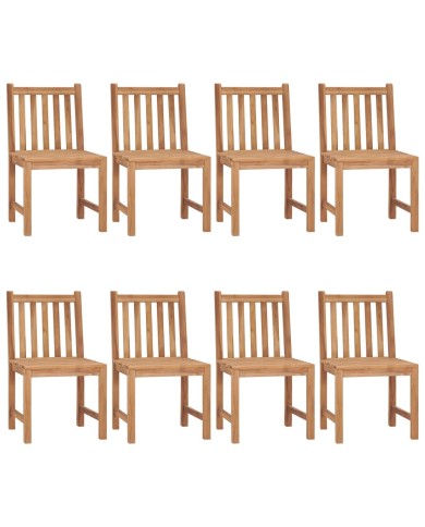 Chaises de jardin 8 pcs avec coussins Bois de teck massif