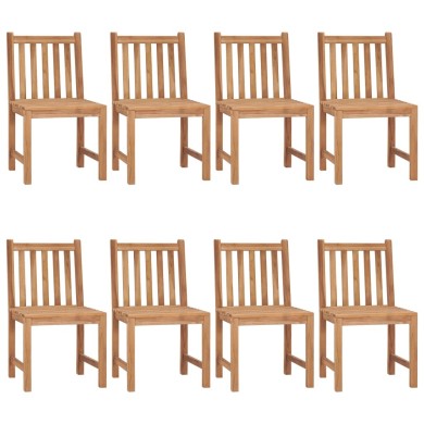 Chaises de jardin 8 pcs avec coussins Bois de teck massif