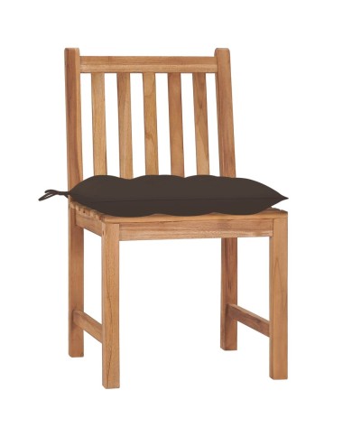 Chaises de jardin 8 pcs avec coussins Bois de teck massif
