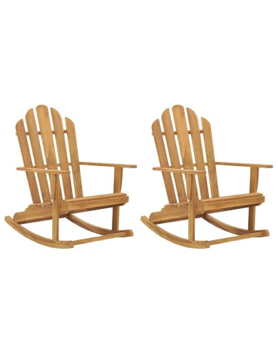 Chaises à bascule Adirondack 2 pcs Bois de teck massif