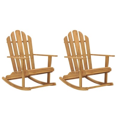 Chaises à bascule Adirondack 2 pcs Bois de teck massif