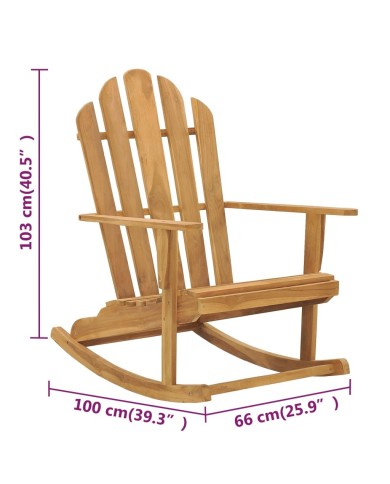 Chaises à bascule Adirondack 2 pcs Bois de teck massif