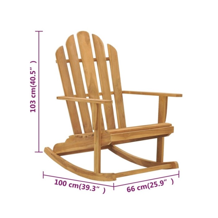 Chaises à bascule Adirondack 2 pcs Bois de teck massif