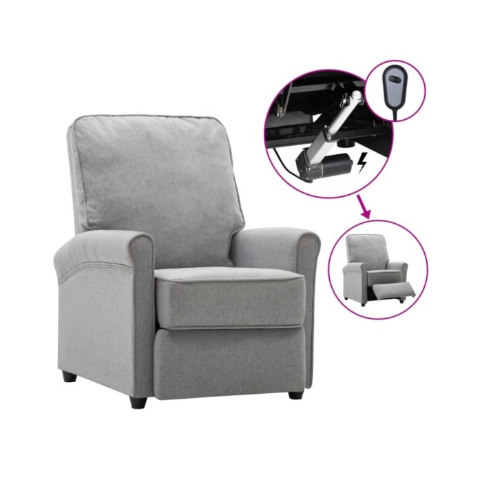 Fauteuil TV inclinable électrique Gris clair Tissu