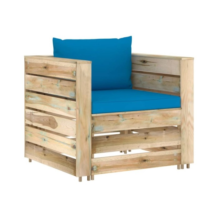 Salon de jardin 2 pcs avec coussins Bois imprégné de vert