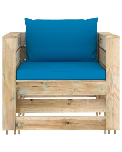 Salon de jardin 2 pcs avec coussins Bois imprégné de vert