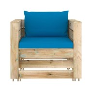 Salon de jardin 2 pcs avec coussins Bois imprégné de vert