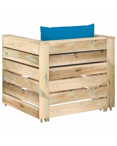 Salon de jardin 2 pcs avec coussins Bois imprégné de vert