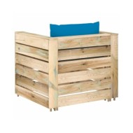 Salon de jardin 2 pcs avec coussins Bois imprégné de vert