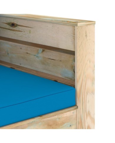 Salon de jardin 2 pcs avec coussins Bois imprégné de vert
