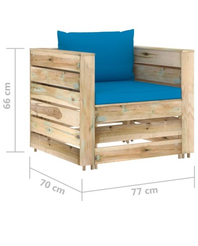 Salon de jardin 2 pcs avec coussins Bois imprégné de vert