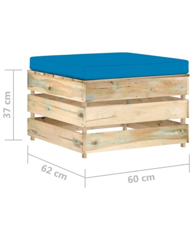 Salon de jardin 2 pcs avec coussins Bois imprégné de vert