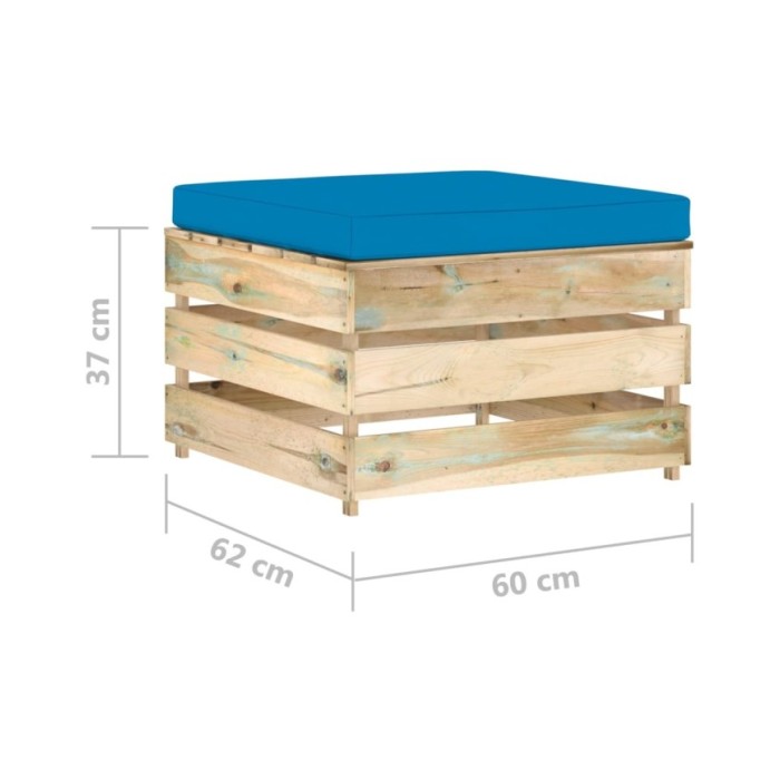Salon de jardin 2 pcs avec coussins Bois imprégné de vert