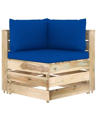 Canapé de jardin 3 places avec coussins Bois imprégné de vert