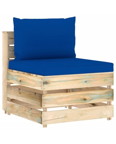 Canapé de jardin 3 places avec coussins Bois imprégné de vert