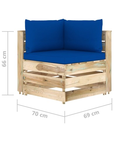 Canapé de jardin 3 places avec coussins Bois imprégné de vert