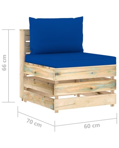 Canapé de jardin 3 places avec coussins Bois imprégné de vert