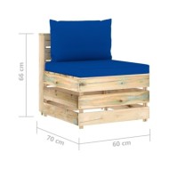 Canapé de jardin 3 places avec coussins Bois imprégné de vert