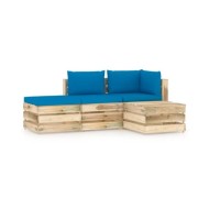 Salon de jardin 4 pcs avec coussins Bois imprégné de vert