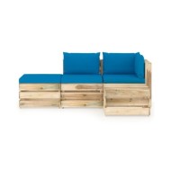 Salon de jardin 4 pcs avec coussins Bois imprégné de vert