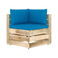 Salon de jardin 4 pcs avec coussins Bois imprégné de vert