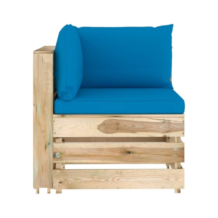Salon de jardin 4 pcs avec coussins Bois imprégné de vert