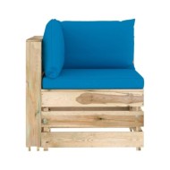 Salon de jardin 4 pcs avec coussins Bois imprégné de vert