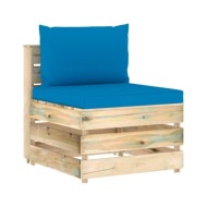 Salon de jardin 4 pcs avec coussins Bois imprégné de vert